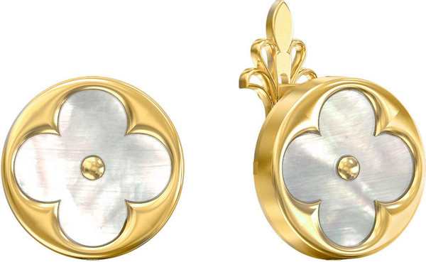 Серьги из лимонного золота 585 пробы c перламутром
