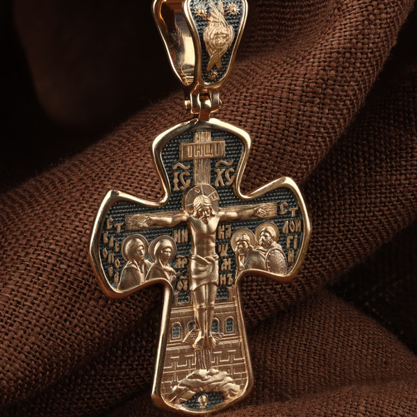 Крест из красного золота 585 пробы