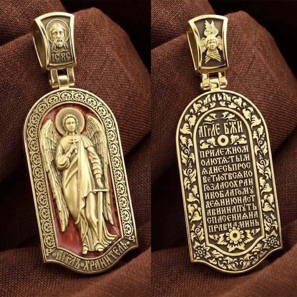 Образок из лимонного золота c эмалью