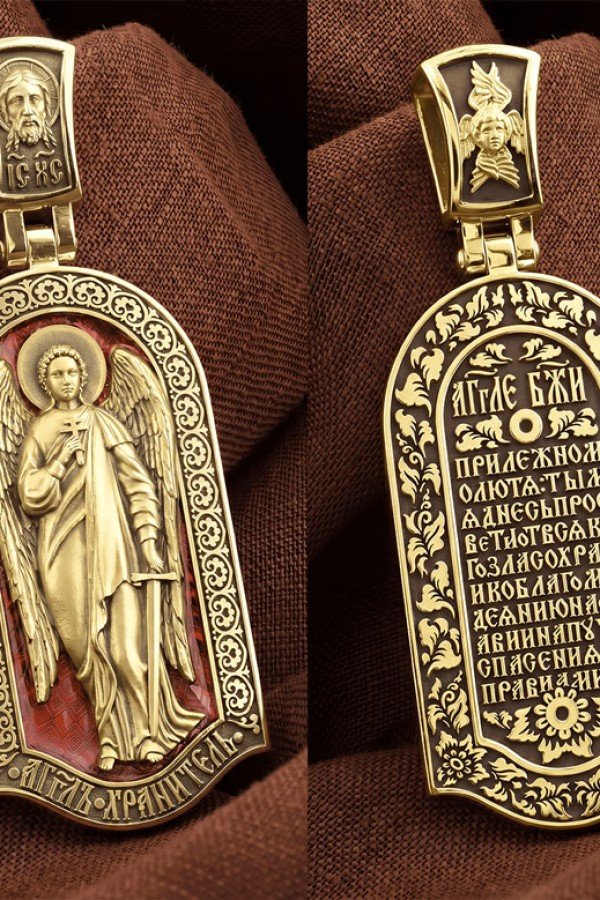 Образок из лимонного золота c эмалью