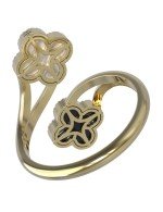 Кольцо из лимонного золота c бриллиантами, ониксом и перламутром