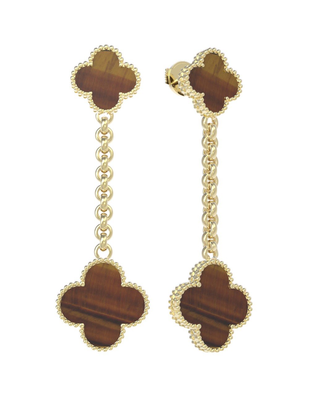 Серьги из лимонного золота c тигровым глазом