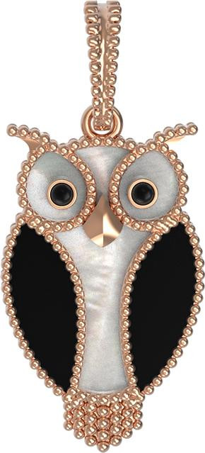 Подвеска из красного золота 585 пробы c эмалью, ониксом и перламутром