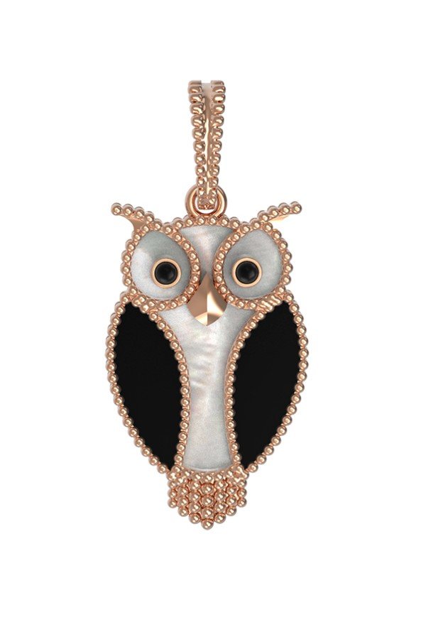 Подвеска из золота c эмалью, ониксом и перламутром