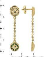 Серьги из лимонного золота c бриллиантами, малахитом и перламутром