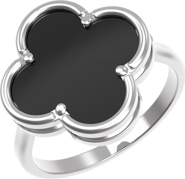 Кольцо из белого золота 585 пробы c ониксом