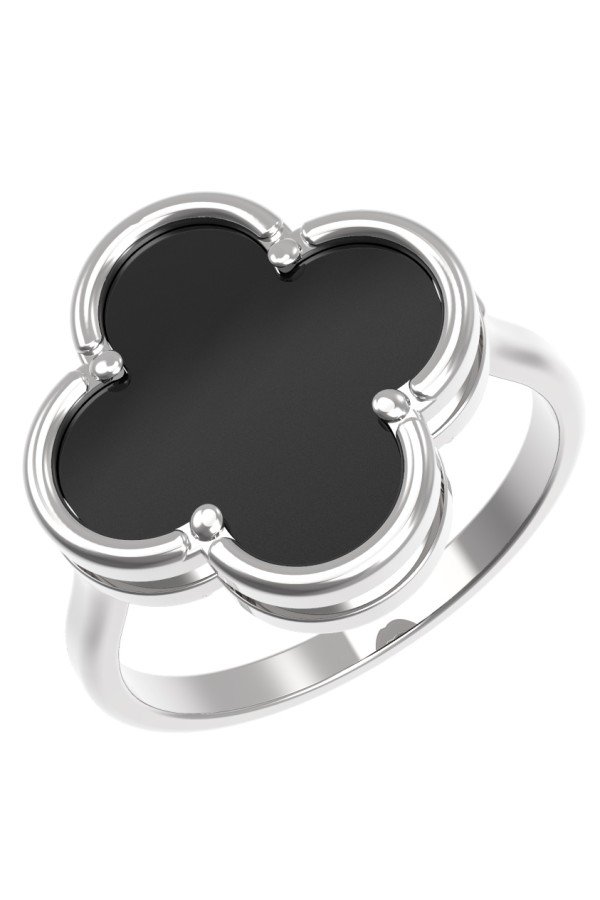 Кольцо из белого золота c ониксом