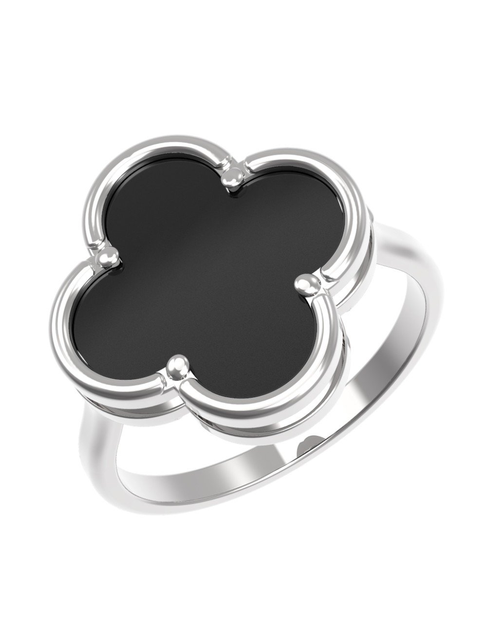 Кольцо из белого золота c ониксом