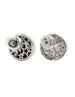 Серьги из белого золота c бриллиантами, ониксом и перламутром