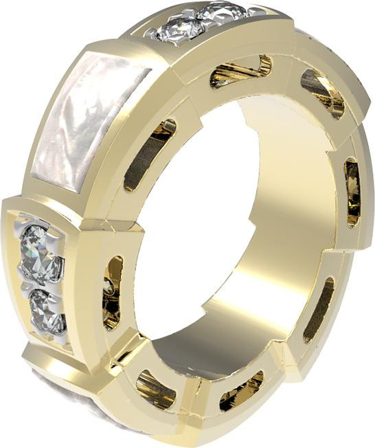 Подвеска из лимонного золота 585 пробы c бриллиантами и перламутром