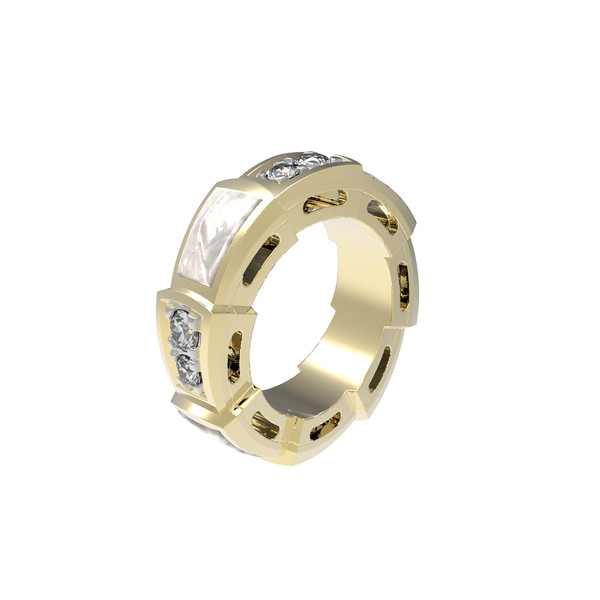 Подвеска из лимонного золота 585 пробы c бриллиантами и перламутром