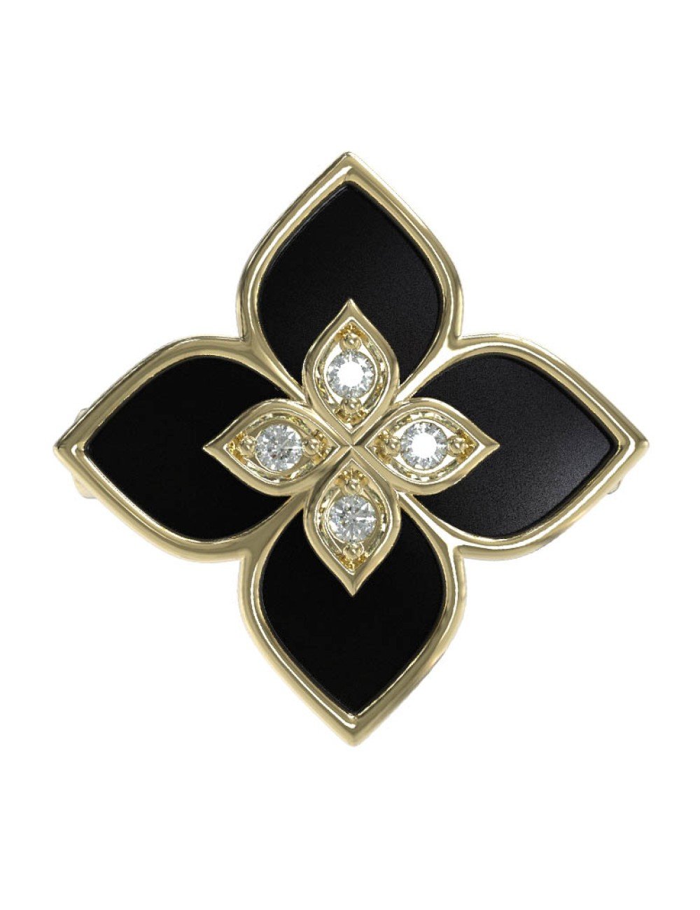 Кольцо из лимонного золота c бриллиантами и ониксом