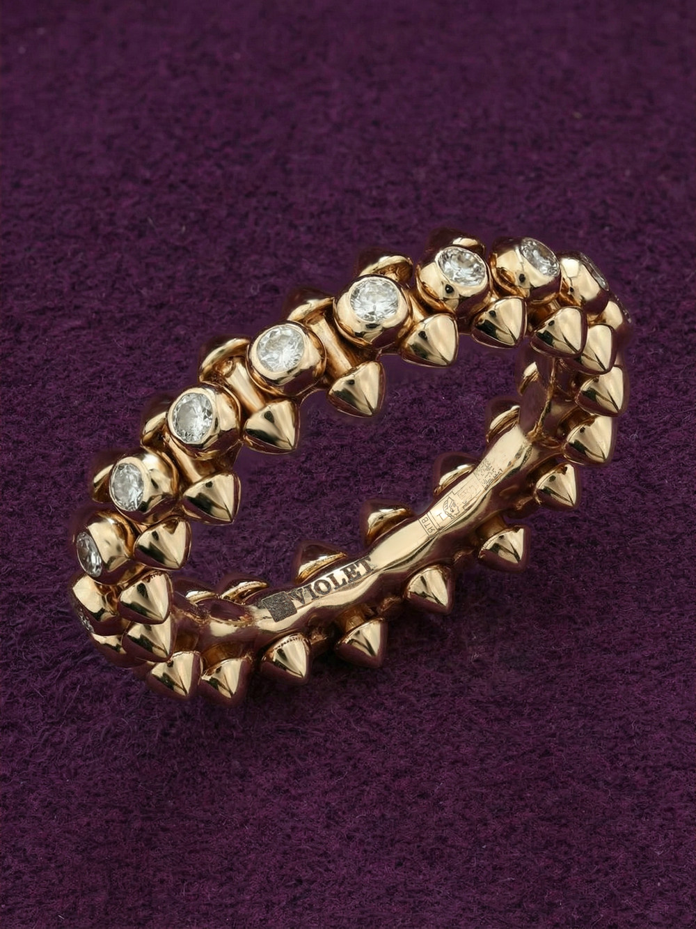 Кольцо из красного золота 585 пробы c бриллиантами