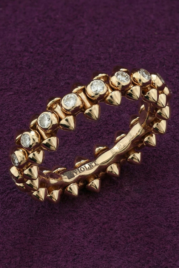 Кольцо из красного золота 585 пробы c бриллиантами