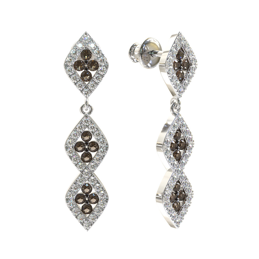 Серьги из белого золота 585 пробы c бриллиантами