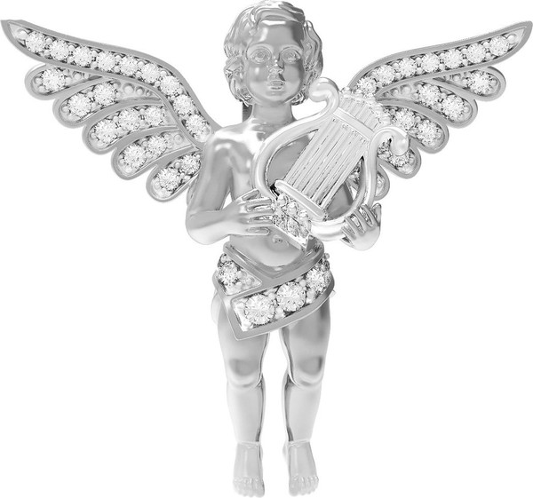 Подвеска из белого золота 585 пробы c фианитом