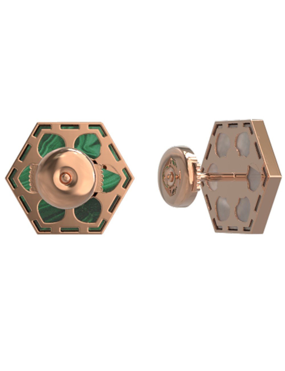 Серьги из золота c малахитом и перламутром