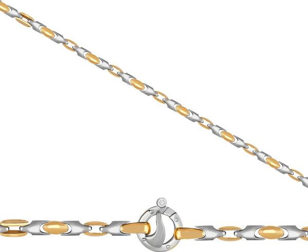 Цепь из белого золота 585 пробы c фианитом