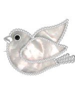 Брошь из белого золота c эмалью и перламутром