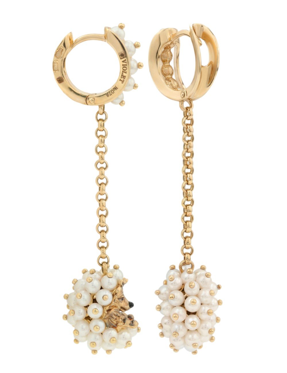 Серьги из золота c эмалью и жемчугом