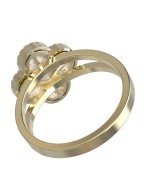 Кольцо из лимонного золота c бриллиантами и перламутром