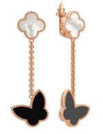 Серьги из золота c ониксом и перламутром