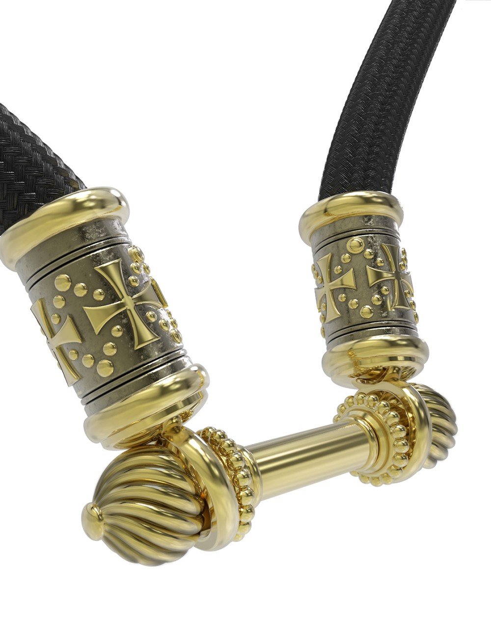 Шнурок шёлковый из лимонного золота c шёлковым шнурком