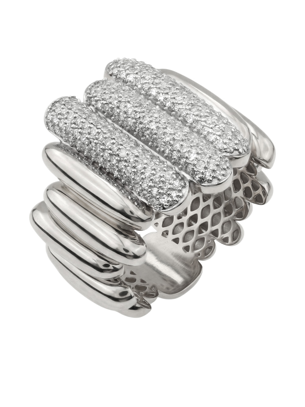 Кольцо из белого золота 585 пробы c бриллиантами