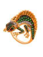 Кольцо из золота c эмалью и фианитом