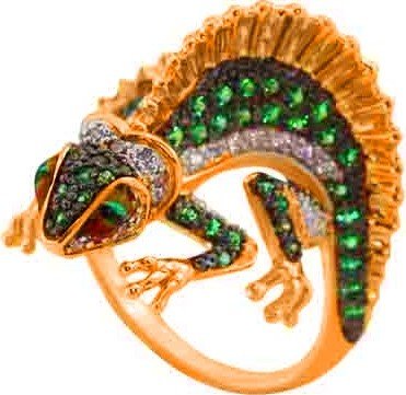 Кольцо из золота c эмалью и фианитом