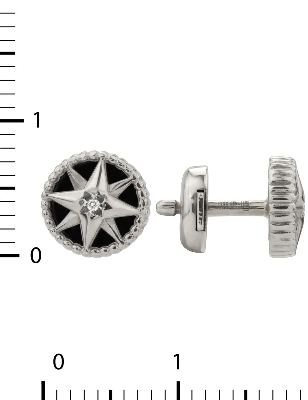 Серьги из белого золота c бриллиантами и ониксом