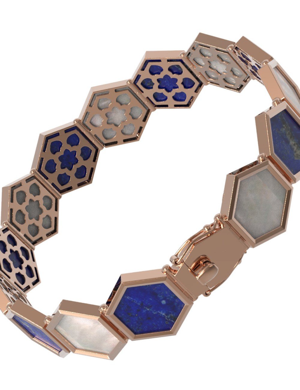 Браслет из золота c лазуритом и перламутром