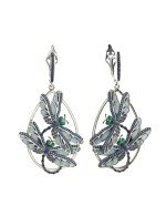 Серьги из белого золота c сапфиром и эмалью