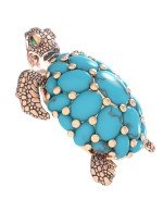 Брошь из золота c эмалью и бирюзой