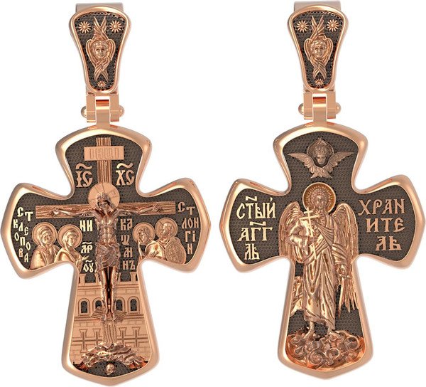 Крест из красного золота 585 пробы