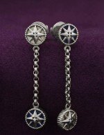 Серьги из белого золота c бриллиантами, лазуритом и перламутром