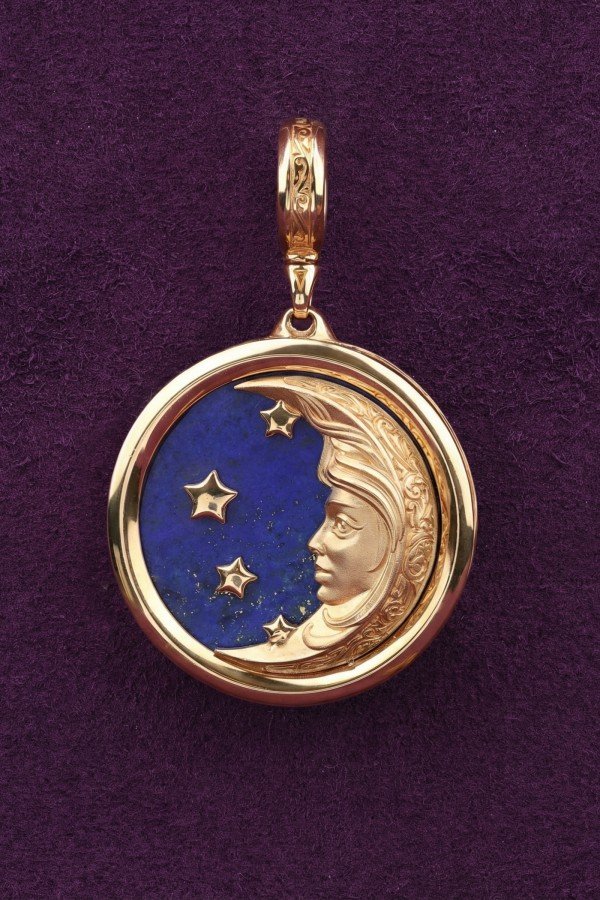 Подвеска из золота c бирюзой и лазуритом