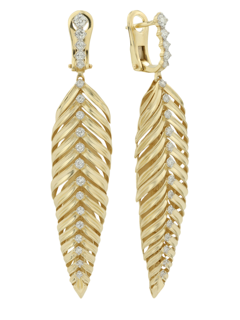 Серьги из лимонного золота 585 пробы c бриллиантами