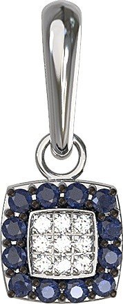 Подвеска из белого золота c бриллиантами и сапфиром