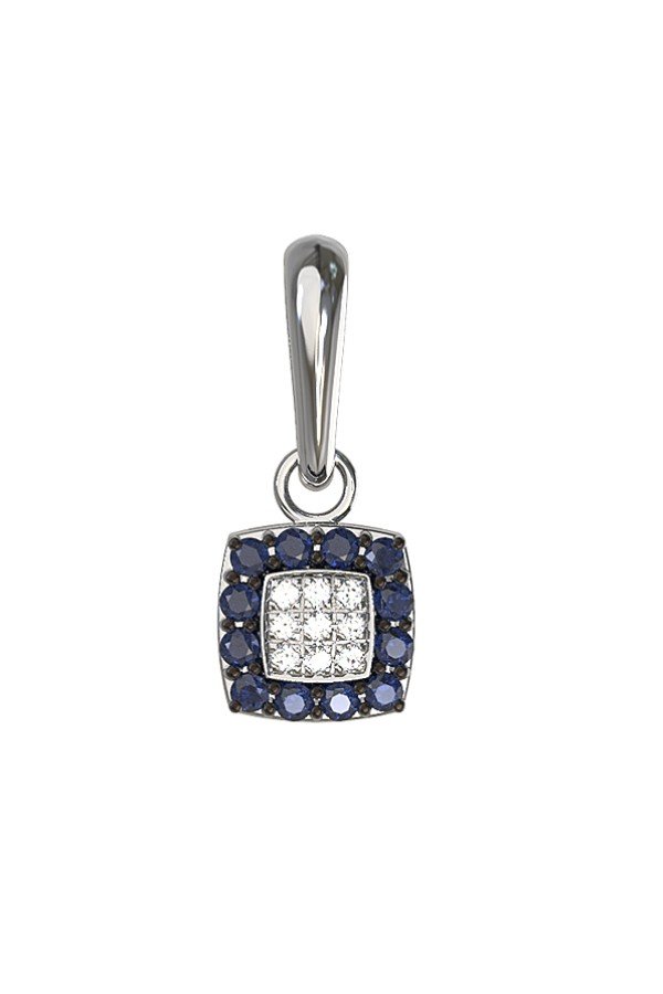 Подвеска из белого золота c бриллиантами и сапфиром