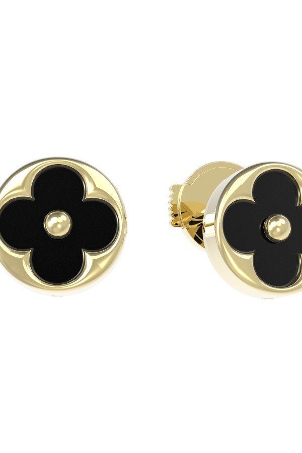 Серьги из лимонного золота c ониксом