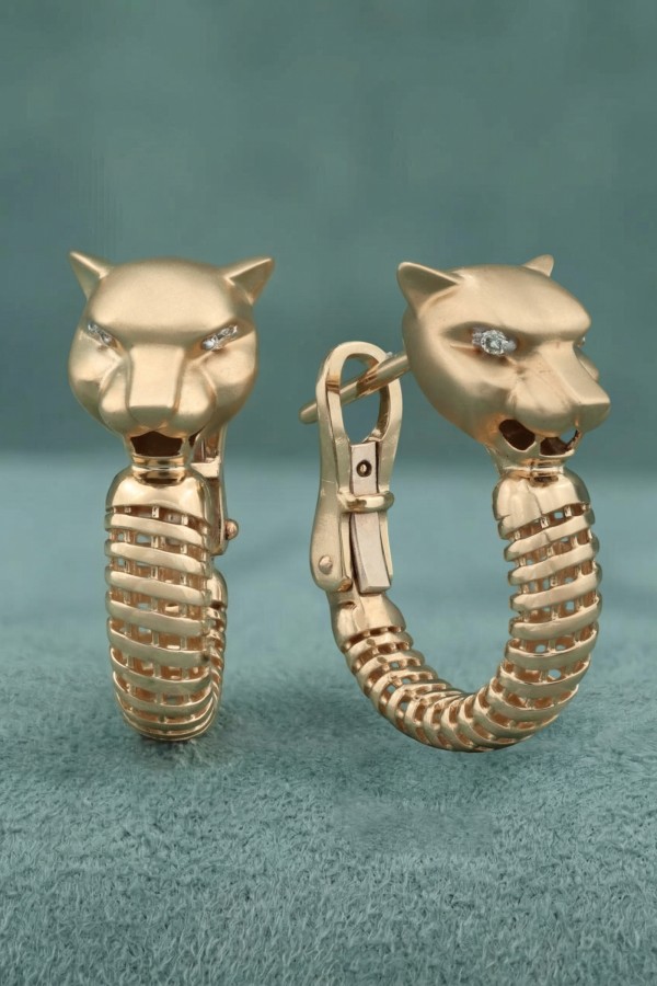 Серьги из красного золота 585 пробы c бриллиантами