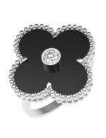 Кольцо из белого золота c бриллиантами и ониксом