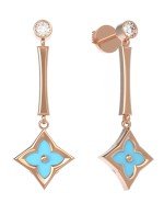 Серьги из золота c фианитом и бирюзой