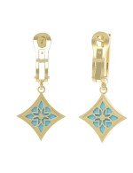Серьги из лимонного золота c бриллиантами и бирюзой