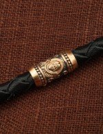 Гайтан из золота c кожаным шнурком