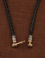 Гайтан из золота c кожаным шнурком