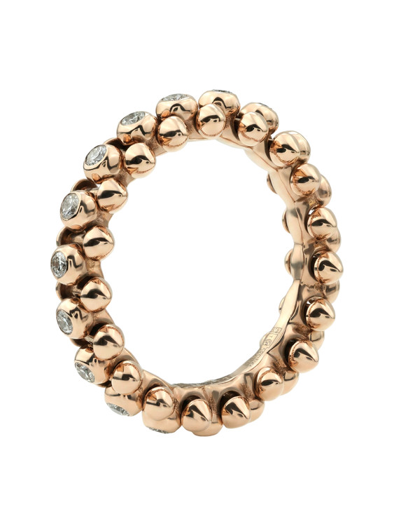 Кольцо из розового золота 585 пробы c бриллиантами