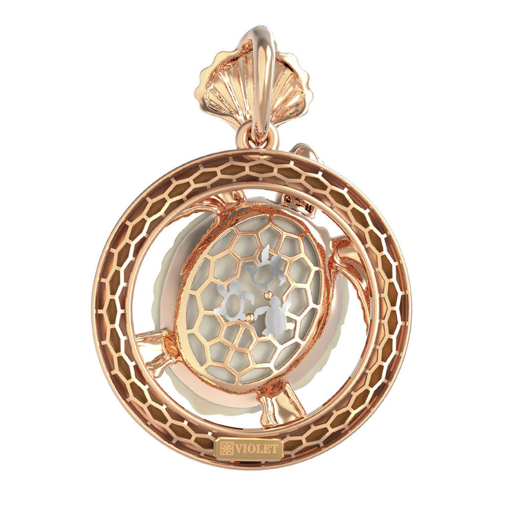 Подвеска из красного золота 585 пробы c эмалью и бивнем мамонта