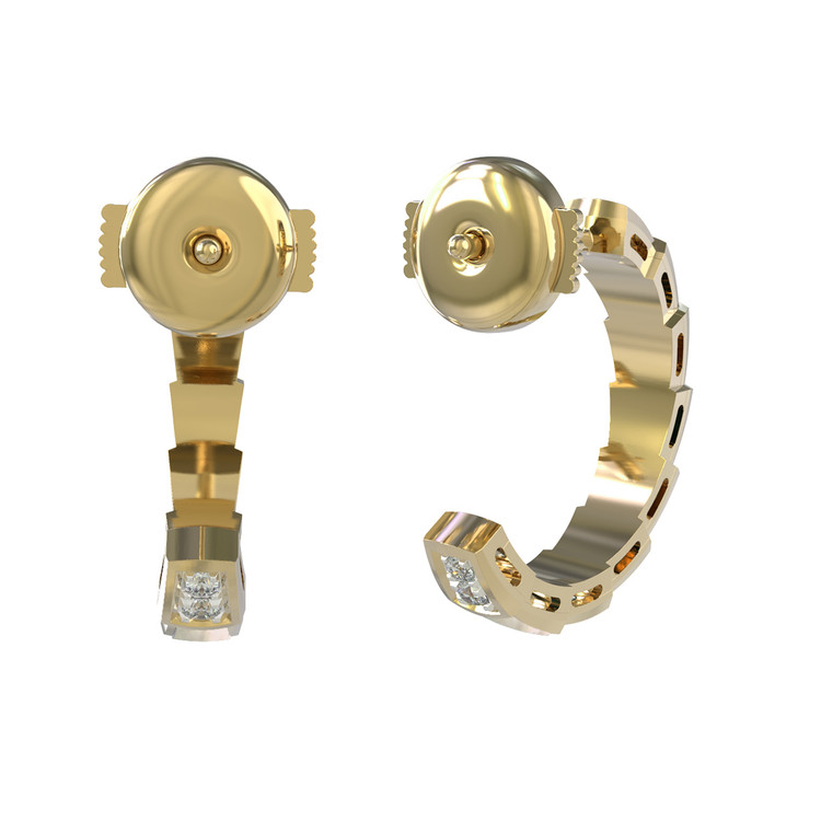 Серьги из лимонного золота 585 пробы c бриллиантами и перламутром